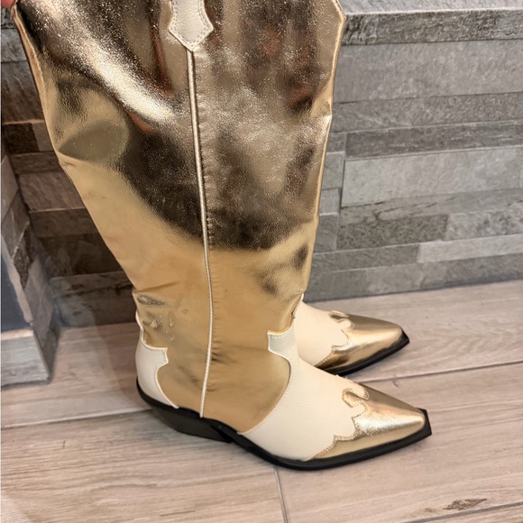 Billini Gold Metallic Western Cowgirl Boots - Picture 2 of 7